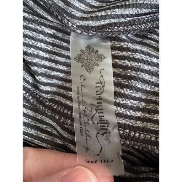 Tranquility Womens Skirt Pull-On Gray with Black Stripes Stretch Size Small - Picture 4 of 7